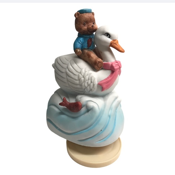 4/$20 Vintage 80’s Bear Riding Duck Nursery Room Music Box Decor Made In Taiwan - Picture 3 of 13